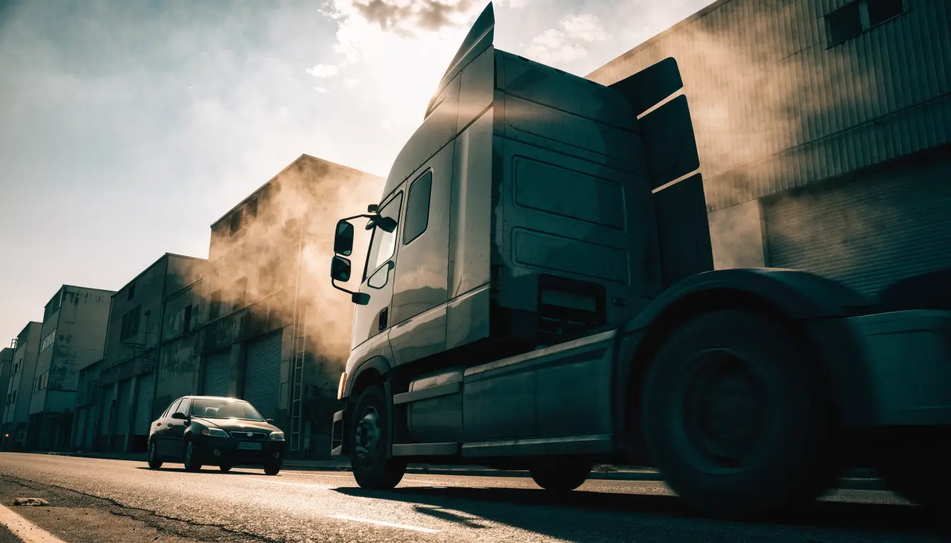 Un tráiler pasando junto a un sedán en una calle industrial — la guía esencial del accidente de camión en Lynwood