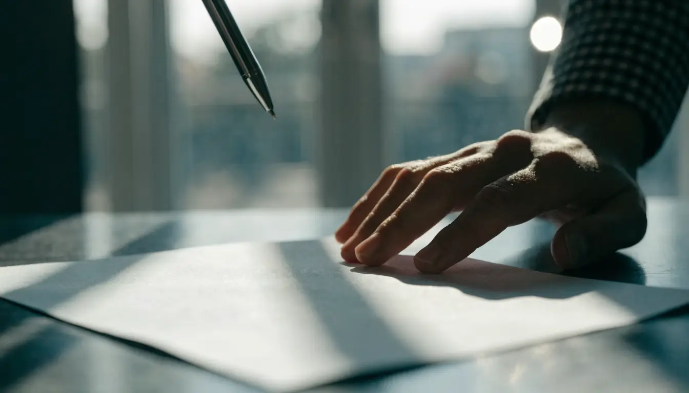 Una mano apartando un documento sin firmar — la guía de qué no firmar tras un choque